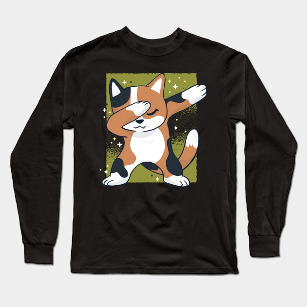 Cute Cartoon Cat Dabbing Long Sleeve T-Shirt by madeinchorley